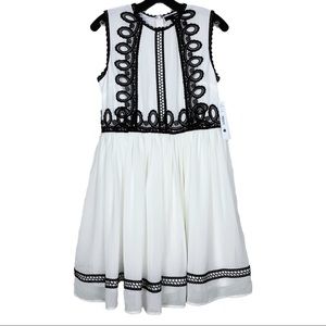 AQUA Crochet Appliqué Fit-and-Flare Dress Size M